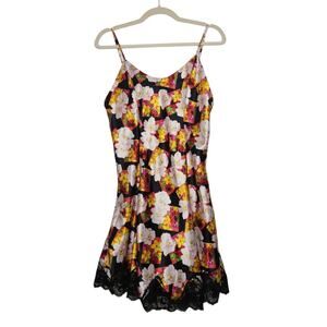 Vintage 80s 90s Floral Flower Slip Dress Small Mom Fairy Whimsy Goth Punk